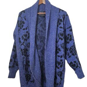 Monto Por Le Chois Cottagecore Purple Knit Long Cardigan Sweater Vintage Small